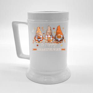 Happy Thanksgiving Gnomes Turkey Day Family Dinner Great Gift Beer Stein