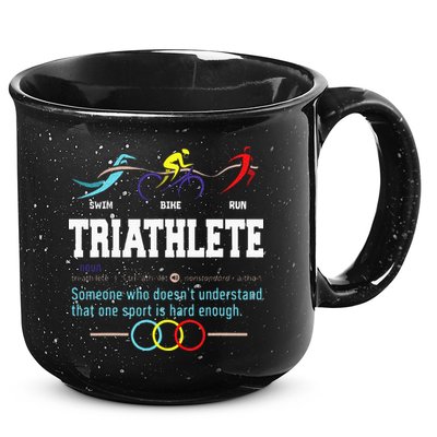 Humorous Triathlon Gift Sports Cycling Running 15oz Campfire Ceramic Mug