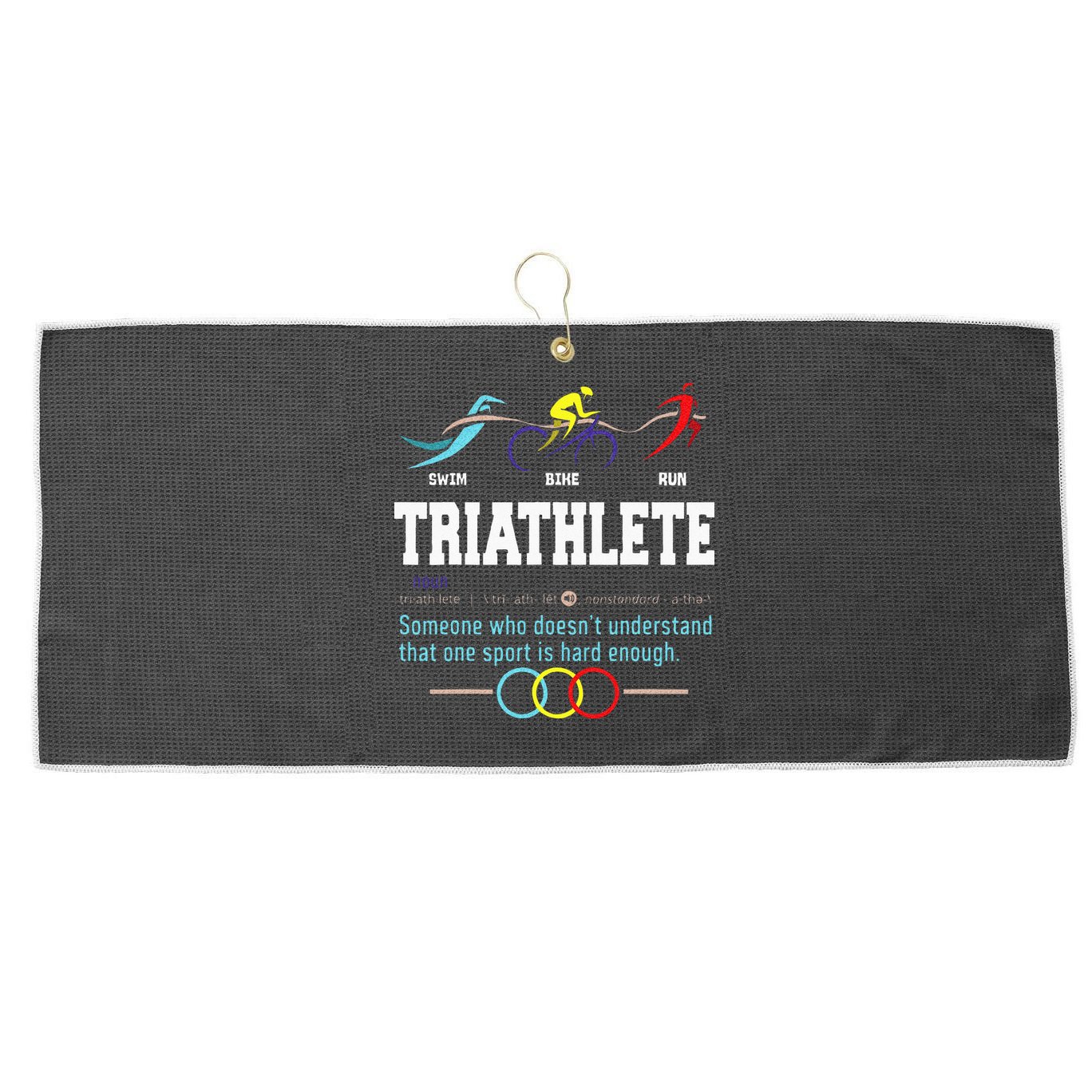 Humorous Triathlon Gift Sports Cycling Running Large Microfiber Waffle Golf Towel