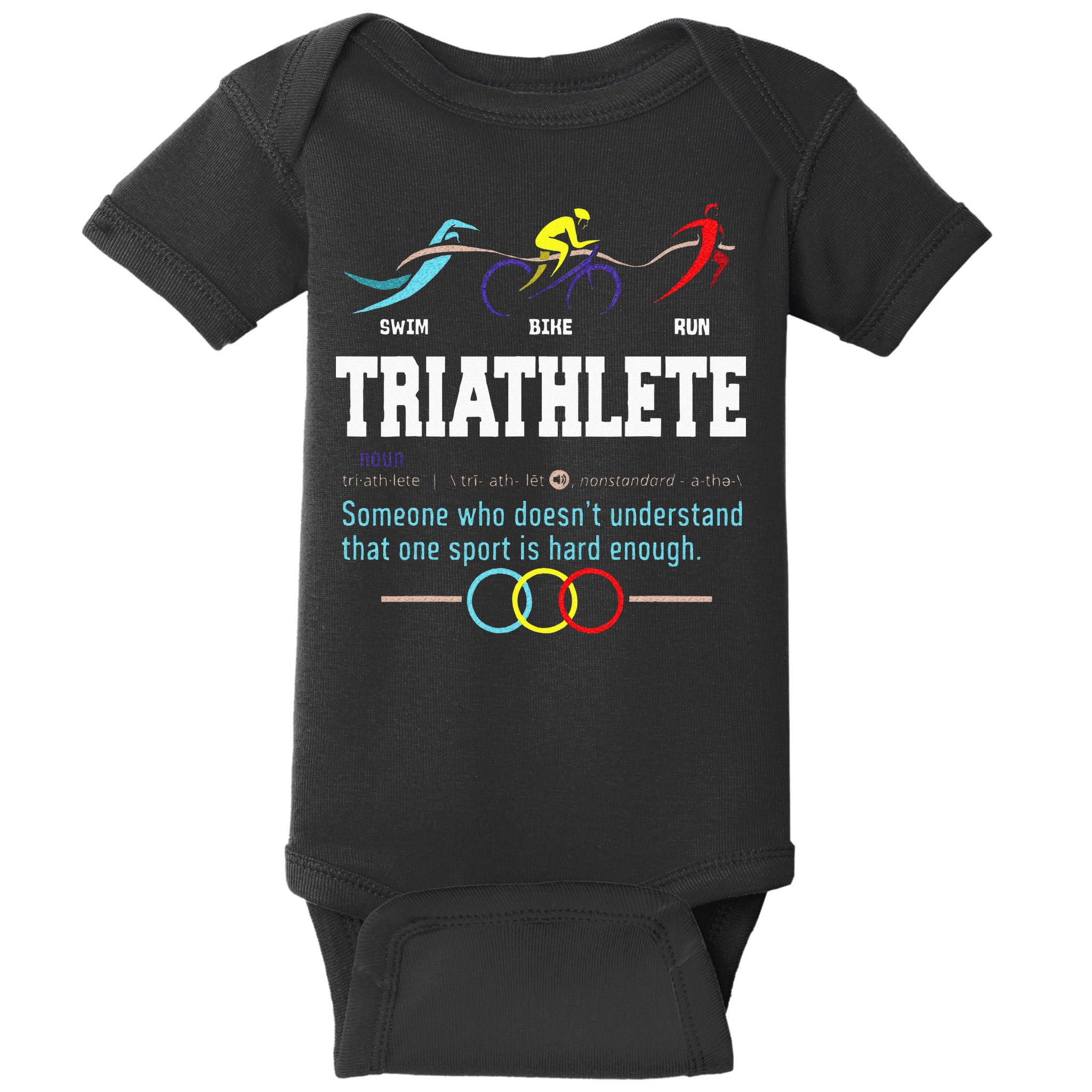 Humorous Triathlon Gift Sports Cycling Running Baby Bodysuit