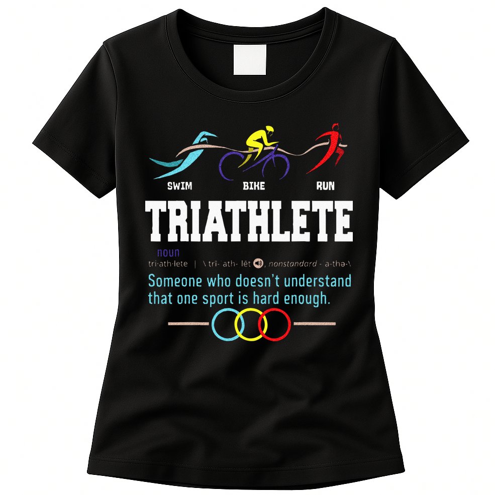 Humorous Triathlon Gift Sports Cycling Running Womens T-Shirt