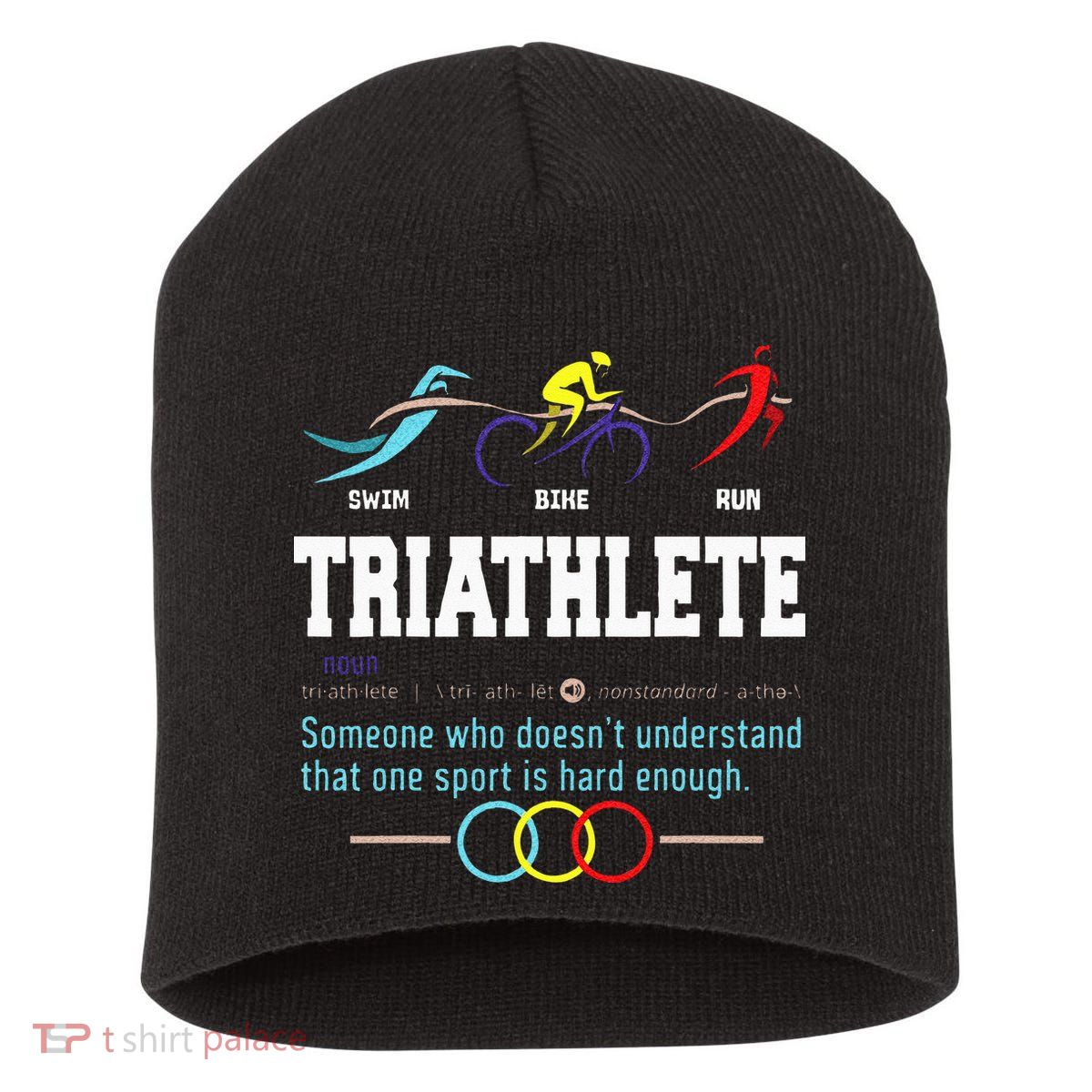 Humorous Triathlon Gift Sports Cycling Running Short Acrylic Beanie