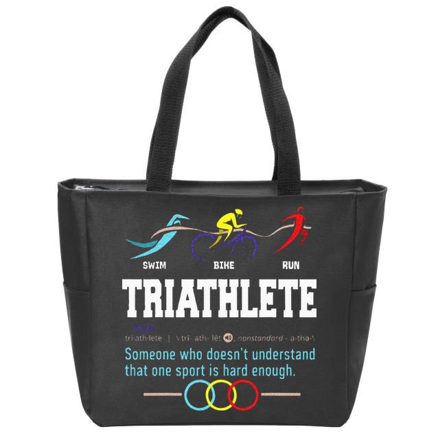 Humorous Triathlon Gift Sports Cycling Running Zip Tote Bag