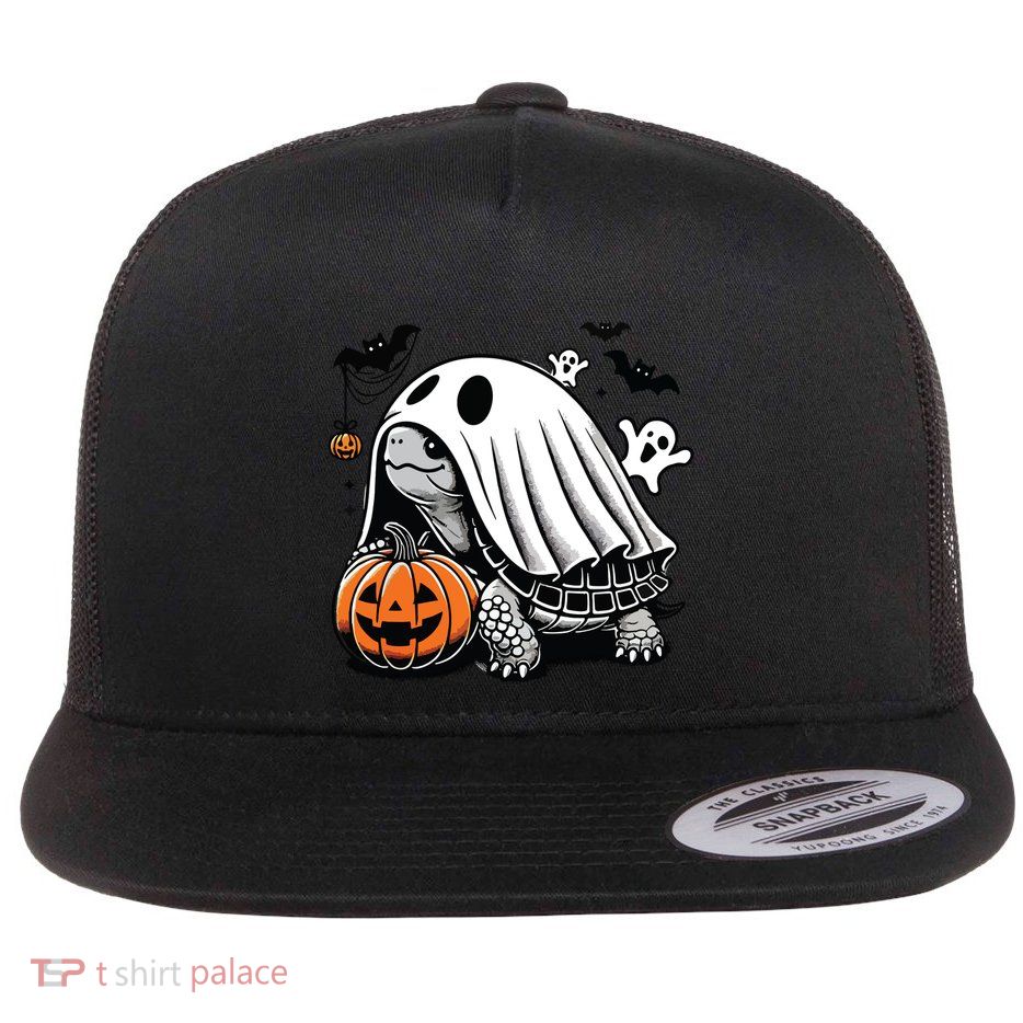 Halloween Turtle Ghost Pumpkin Costume Terrapin Tortoise Flat Bill Trucker Hat