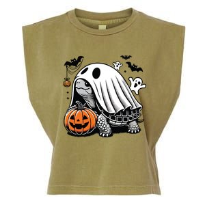 Halloween Turtle Ghost Pumpkin Costume Terrapin Tortoise Garment-Dyed Women's Muscle Tee