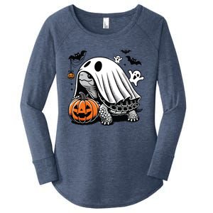 Halloween Turtle Ghost Pumpkin Costume Terrapin Tortoise Women's Perfect Tri Tunic Long Sleeve Shirt