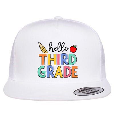 Hello Third Grade Team 3rd Grade Back To School Teacher Flat Bill Trucker Hat