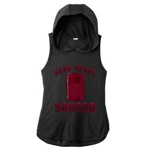 Here To Get Sauced Funny Cranberry Sauce Thanksgiving Food Ladies PosiCharge Tri-Blend Wicking Draft Hoodie Tank