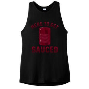 Here To Get Sauced Funny Cranberry Sauce Thanksgiving Food Ladies PosiCharge Tri-Blend Wicking Tank