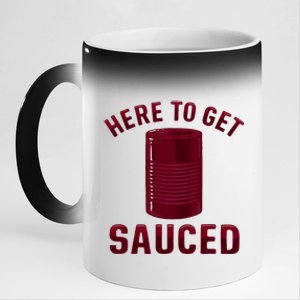 Here To Get Sauced Funny Cranberry Sauce Thanksgiving Food 11oz Black Color Changing Mug