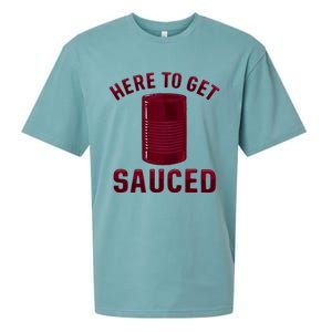 Here To Get Sauced Funny Cranberry Sauce Thanksgiving Food Sueded Cloud Jersey T-Shirt