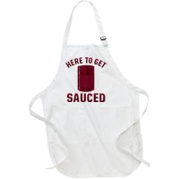 Here To Get Sauced Funny Cranberry Sauce Thanksgiving Food Full-Length Apron With Pockets