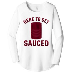 Here To Get Sauced Funny Cranberry Sauce Thanksgiving Food Women's Perfect Tri Tunic Long Sleeve Shirt