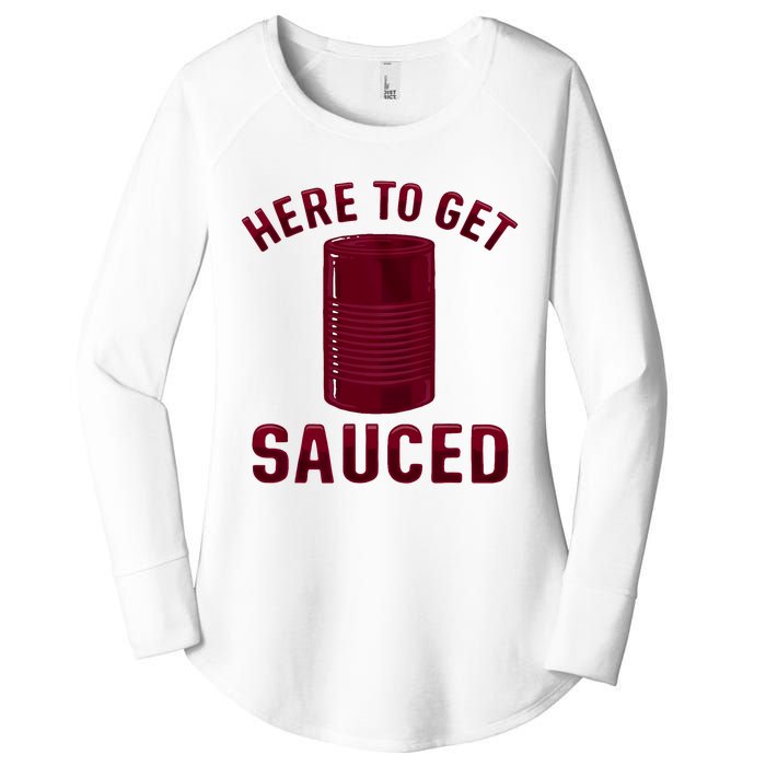 Here To Get Sauced Funny Cranberry Sauce Thanksgiving Food Women's Perfect Tri Tunic Long Sleeve Shirt