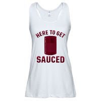 Here To Get Sauced Funny Cranberry Sauce Thanksgiving Food Ladies Essential Flowy Tank