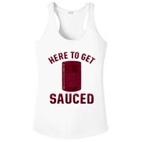 Here To Get Sauced Funny Cranberry Sauce Thanksgiving Food Ladies PosiCharge Competitor Racerback Tank