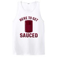 Here To Get Sauced Funny Cranberry Sauce Thanksgiving Food PosiCharge Competitor Tank