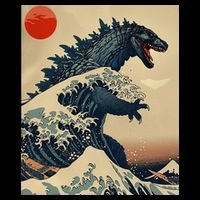Hokusai The Great Kaiju Off Kanagawa Vintage Japanese Art Backpack