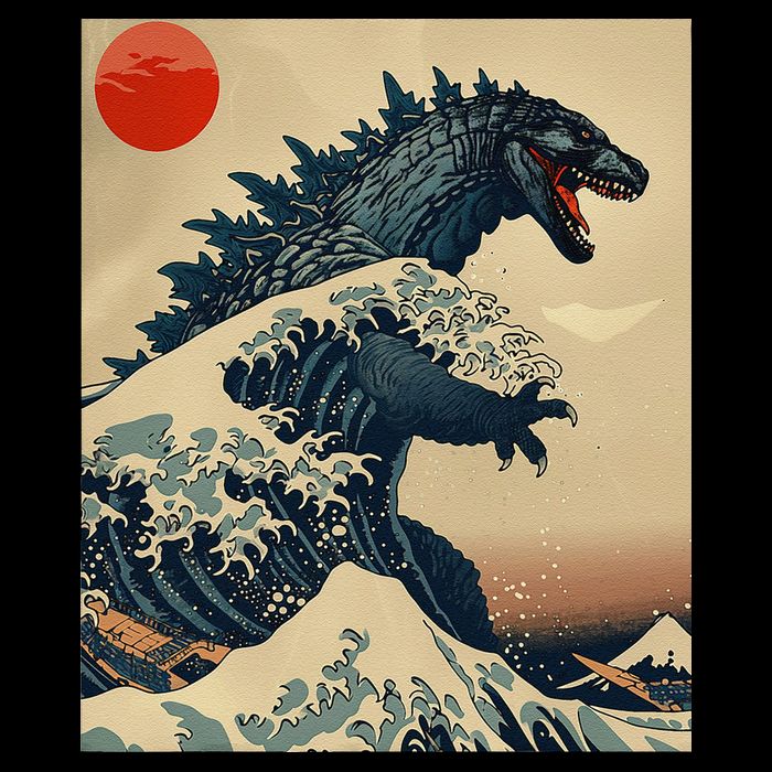 Hokusai The Great Kaiju Off Kanagawa Vintage Japanese Art Backpack