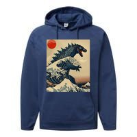 Hokusai The Great Kaiju Off Kanagawa Vintage Japanese Art Performance Fleece Hoodie