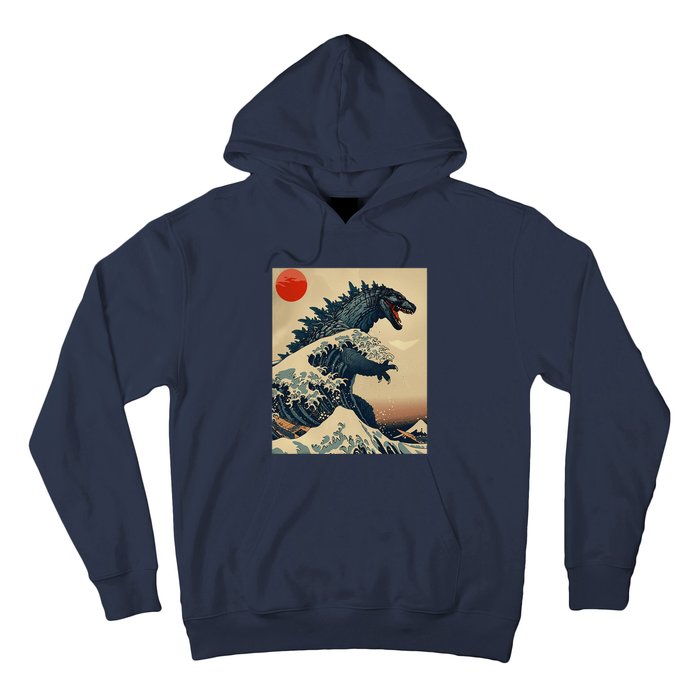 Hokusai The Great Kaiju Off Kanagawa Vintage Japanese Art Hoodie