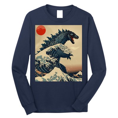 Hokusai The Great Kaiju Off Kanagawa Vintage Japanese Art Long Sleeve Shirt
