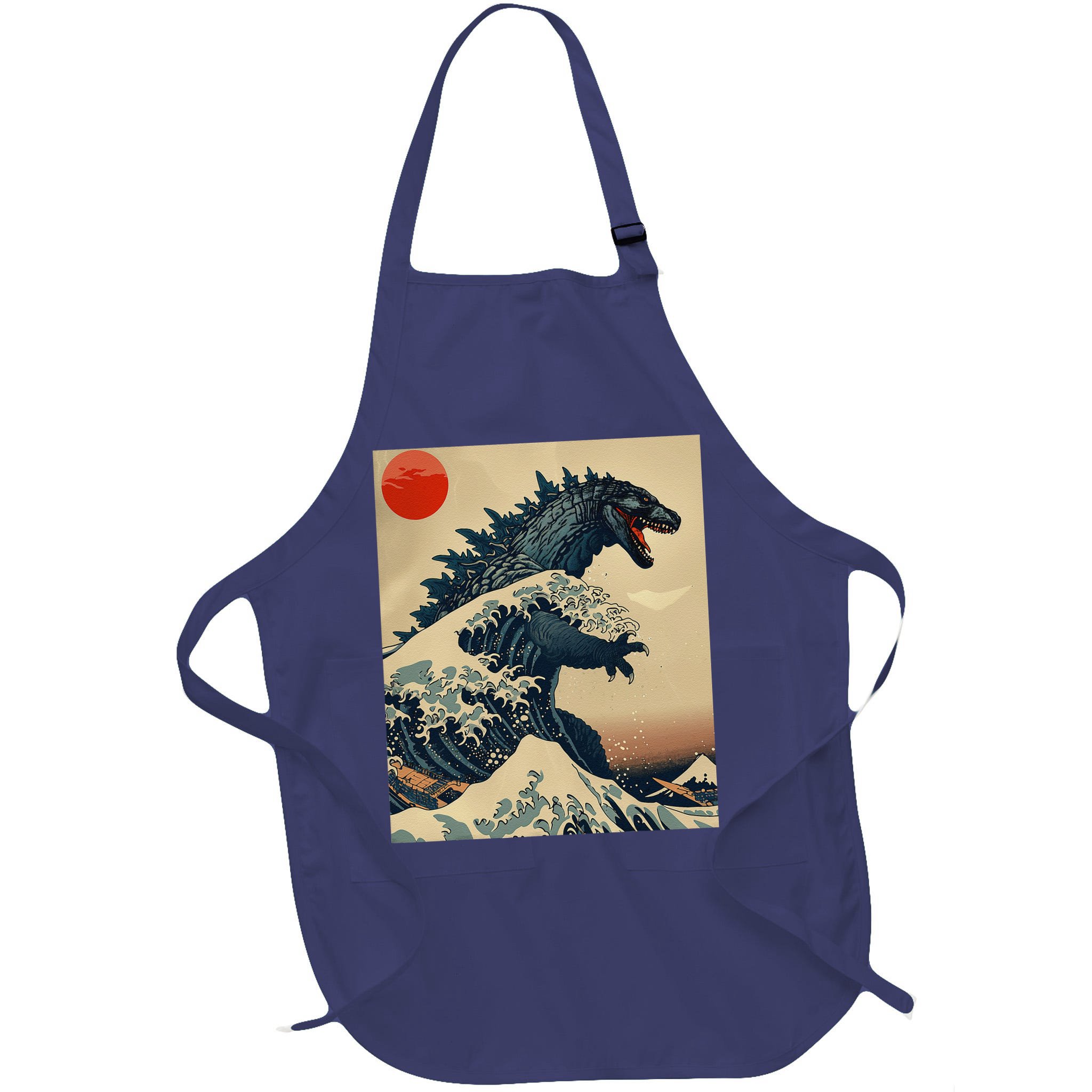 Hokusai The Great Kaiju Off Kanagawa Vintage Japanese Art Apron
