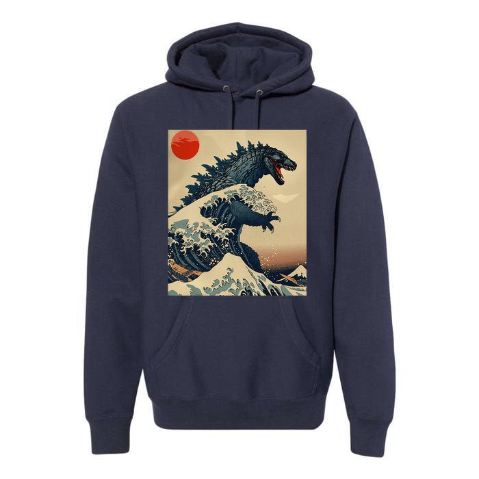 Hokusai The Great Kaiju Off Kanagawa Vintage Japanese Art Premium Hoodie