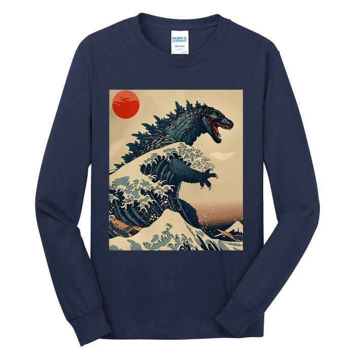 Hokusai The Great Kaiju Off Kanagawa Vintage Japanese Art Tall Long Sleeve T-Shirt