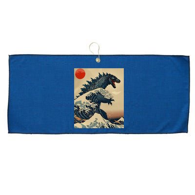 Hokusai The Great Kaiju Off Kanagawa Vintage Japanese Art Large Microfiber Waffle Golf Towel