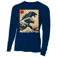 Hokusai The Great Kaiju Off Kanagawa Vintage Japanese Art Cooling Performance Long Sleeve Crew