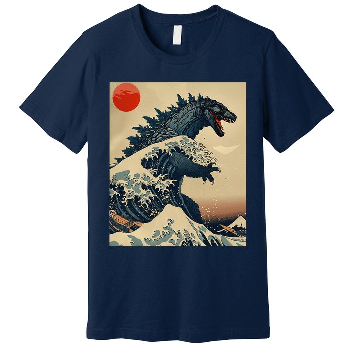 Hokusai The Great Kaiju Off Kanagawa Vintage Japanese Art Premium T-Shirt