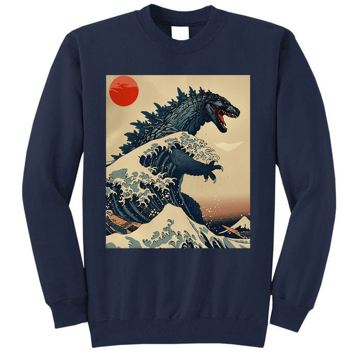 Hokusai The Great Kaiju Off Kanagawa Vintage Japanese Art Tall Sweatshirt