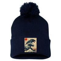 Hokusai The Great Kaiju Off Kanagawa Vintage Japanese Art Pom Pom 12in Knit Beanie