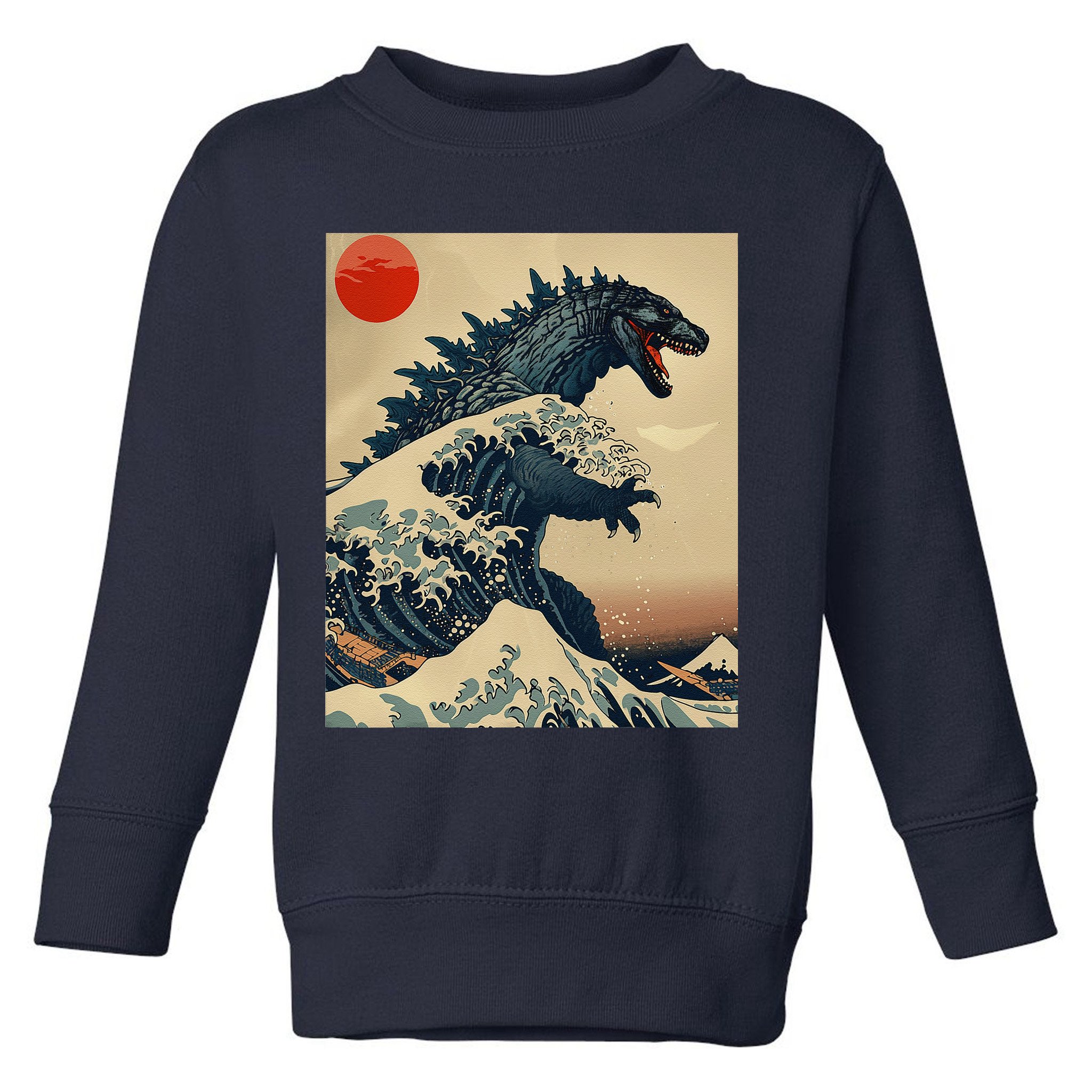 Hokusai The Great Kaiju Off Kanagawa Vintage Japanese Art Toddler Sweatshirt
