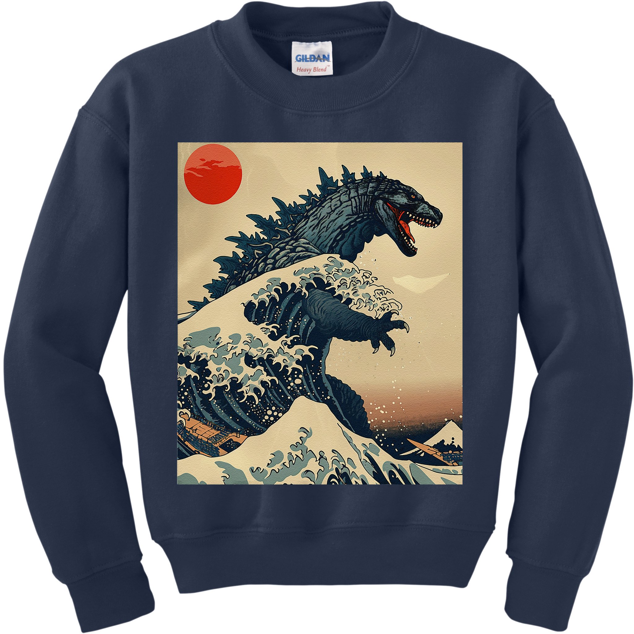 Hokusai The Great Kaiju Off Kanagawa Vintage Japanese Art Kids Sweatshirt