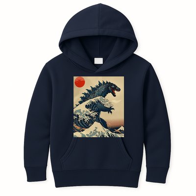 Hokusai The Great Kaiju Off Kanagawa Vintage Japanese Art Kids Hoodie