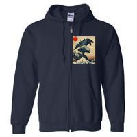 Hokusai The Great Kaiju Off Kanagawa Vintage Japanese Art Full Zip Hoodie