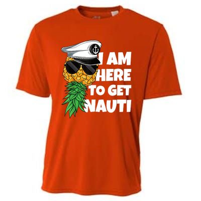 Here To Get Nauti Cruise Boat Upside Down Pineapple Swinger Cooling Performance Crew T-Shirt