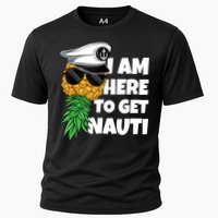 Here To Get Nauti Cruise Boat Upside Down Pineapple Swinger Cooling Performance Crew T-Shirt
