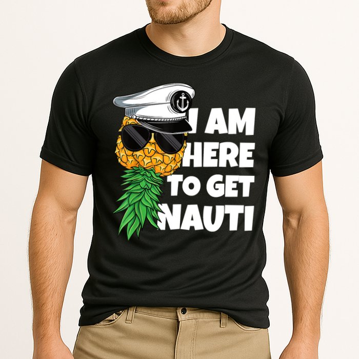 Here To Get Nauti Cruise Boat Upside Down Pineapple Swinger Cooling Performance Crew T-Shirt