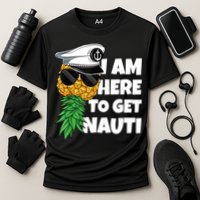 Here To Get Nauti Cruise Boat Upside Down Pineapple Swinger Cooling Performance Crew T-Shirt