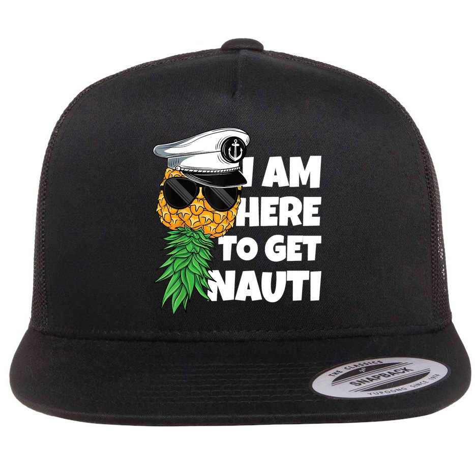 Here To Get Nauti Cruise Boat Upside Down Pineapple Swinger Flat Bill Trucker Hat