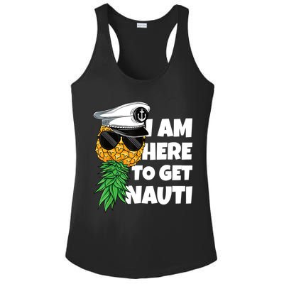Here To Get Nauti Cruise Boat Upside Down Pineapple Swinger Ladies PosiCharge Competitor Racerback Tank