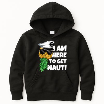Here To Get Nauti Cruise Boat Upside Down Pineapple Swinger Kids Hoodie