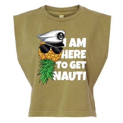 Here To Get Nauti Cruise Boat Upside Down Pineapple Swinger Garment-Dyed Women's Muscle Tee