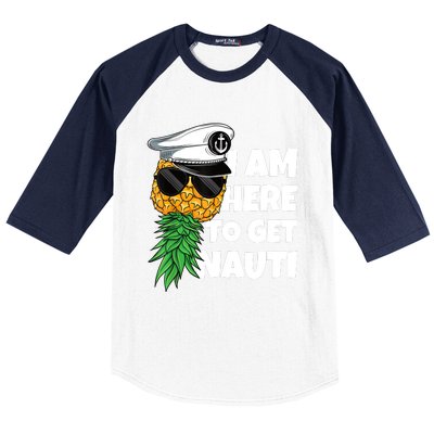 Here To Get Nauti Cruise Boat Upside Down Pineapple Swinger Baseball Sleeve Shirt