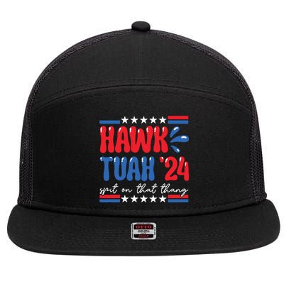 Hawk Tuah Giveem That Hawk Tuah Spit On That Thang 7 Panel Mesh Trucker Snapback Hat