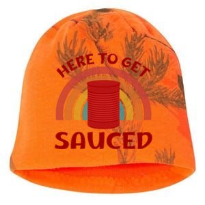 Here To Get Sauced Funny Cranberry Sauce Thanksgiving Food Kati - Camo Knit Beanie