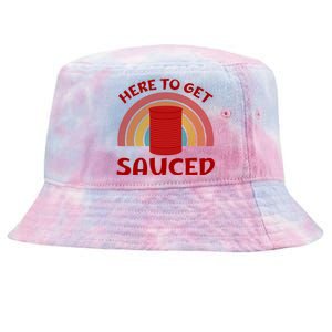 Here To Get Sauced Funny Cranberry Sauce Thanksgiving Food Tie-Dyed Bucket Hat